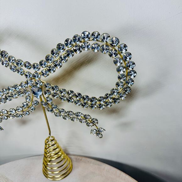 NEW Cupcakes and Cashmere Crystal Bow Tree Topper Gold Glam Holiday Decor NWT - Picture 9 of 11